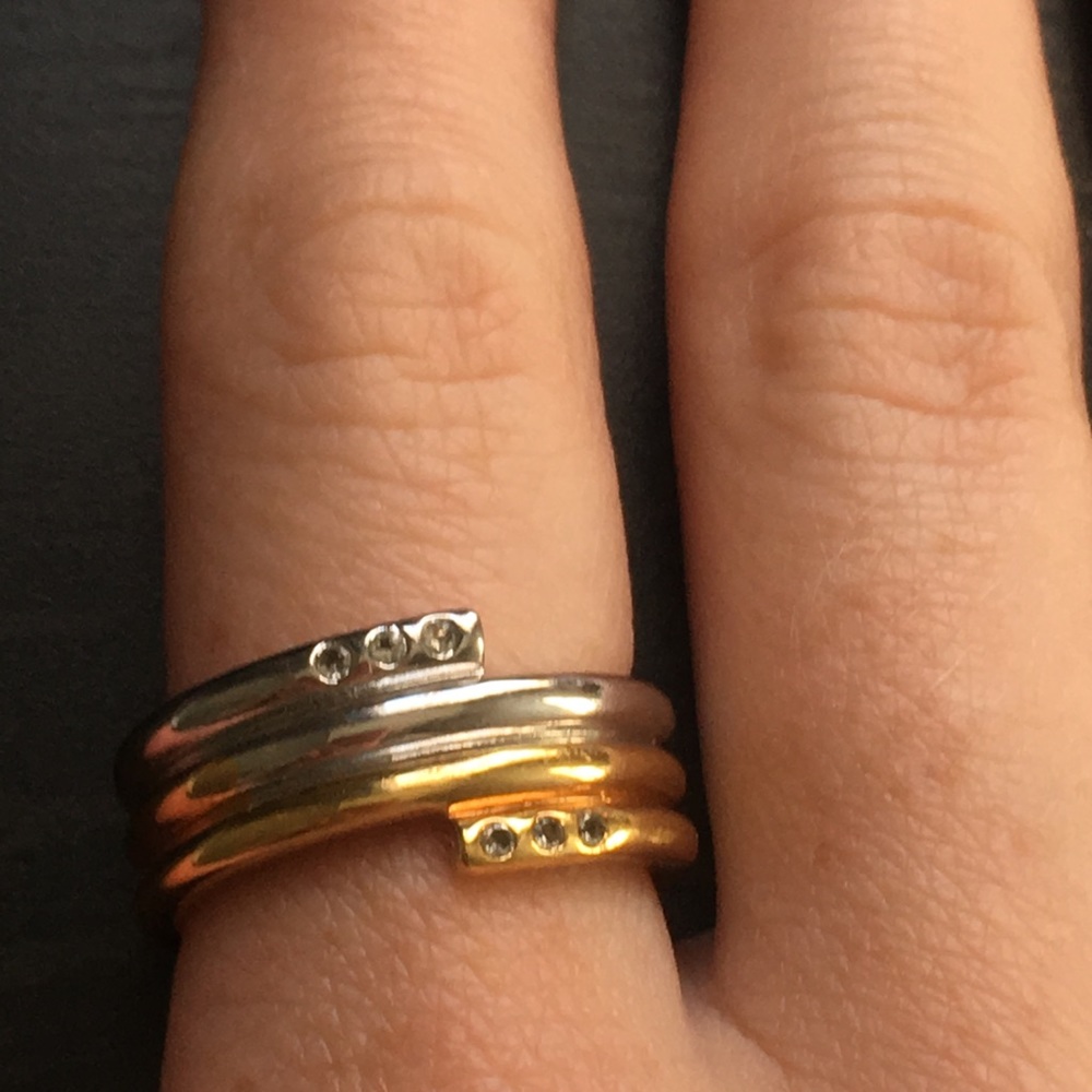 Elizabeth and James Two toned gold + silver topaz